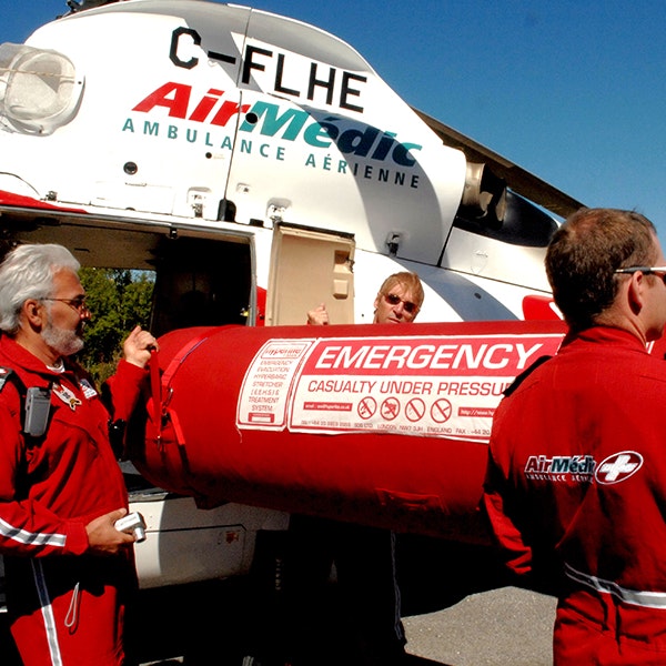 Hyperlite going into Air Medic helicopter